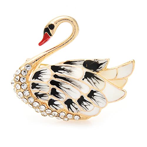Broche Pin pour Femmes Hommes Accessoires de mode dames Swan Broche Broche élégante Broche Broche Cardigan Cardigan Jacket Broche Accessoires de Fête Anniversaire de Mariage ( Metal color : Black ) Cover
