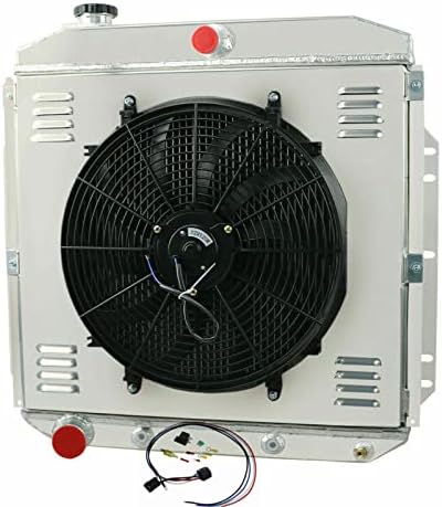 3 Row Aluminum Radiator + Shroud + Fan + Relay Fit 53-56 Ford F-100 F-250 F-350 3.6L l6/4.2L 4.4L V8 GAS