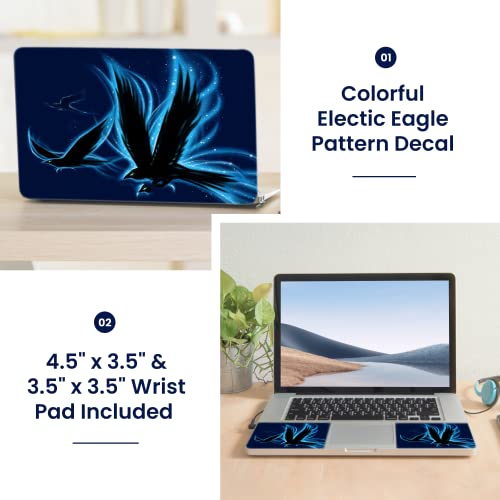 Image of LSS 17 17.3 Inches Laptop Notebook Skin Sticker with 2 Wrist Pads - Reusable Cover Protector Vinyl Sticker Cover Decal Fits 17 inch - 19 inch HP Asus Acer Samsung - Electic Eagle Pattern