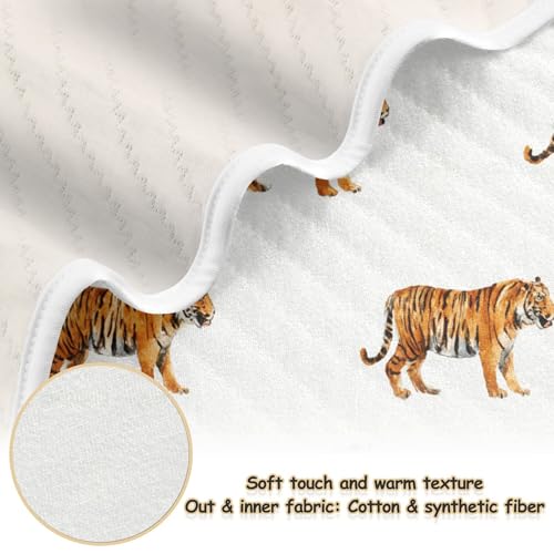 Image of Tropical Tigers Animal Grey Baby Blankets Soft Warm Crib Stroller Blanket for Toddler Newborn Girls Boys 30x40in