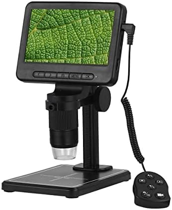 Cámara microscópica digital, pantalla de 5 pulgadas, aumento de 500-1000X, luces LED ajustables, soporte incluido, ideal para estudiantes, aficionados, proyectos científicos y entusiastas del