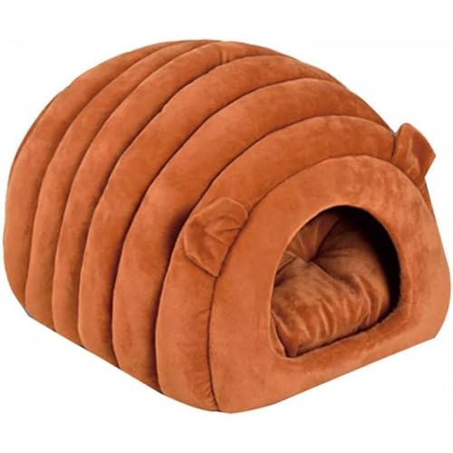 Sailoza 暖かい猫用ベッド、ペット用犬用ベッド、四季対応ペット用ベッド、半密閉型ペット用品 (ブラウン,42*38*33cm)