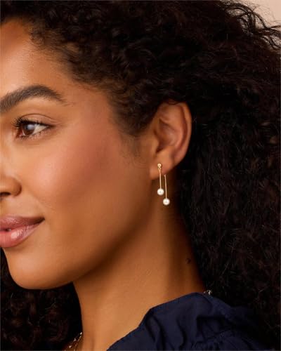 Pearl Earrings for Women, Dainty 14K Gold Plated Pearl Drop Dangle Earring for Women Trendy Cubic Zirconia Simple Hypoallergenic Earrings Fashion Jewelry3