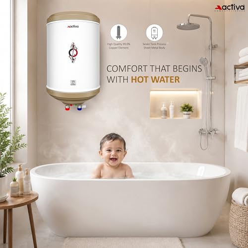 Image of ACTIVA Amazon 10L Storage Water Heater | 3kW Fast Heating | ISI Copper Heating Element | Anti-Rust Tank | ABS Body | BEE 5 Star Rated | Energy Efficient | 2 Year Warranty