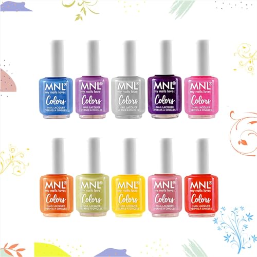 Image of MNL Natural Glossy Mini Nail Polish Set Makeup Stylish Pastel Paradise Pack of 10 pcs combo Non-Toxic, Highly Pigmented Long-Lasting Chip-Resistant Vegan, Quick Dry & Cruelty-Free Easy(4.5ml) Each