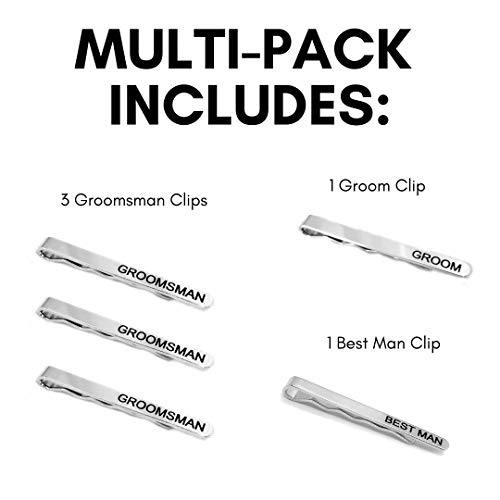 Wedding Tie Clips, Silver Tie Bars with Black Lettering2