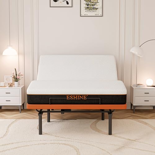 Image of ESHINE Adjustable Bed Frame with 10 inch Mattress, Wireless Remote, Queen Size | Gel Memory Foam Mattress, Bluetooth APP Control, Zero Gravity, Anti Snore, Head and Foot Incline, 2000 Series