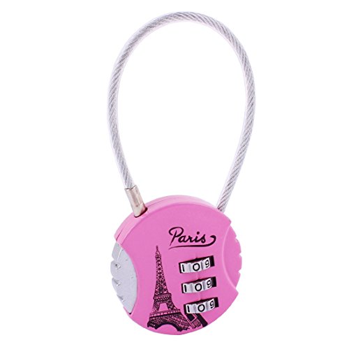Image of Aexit Luggage Round Padlocks & Hasps Shaped Mini Backpack Lock Combination Padlock 3 Digits Combination Padlocks Number Burgundy
