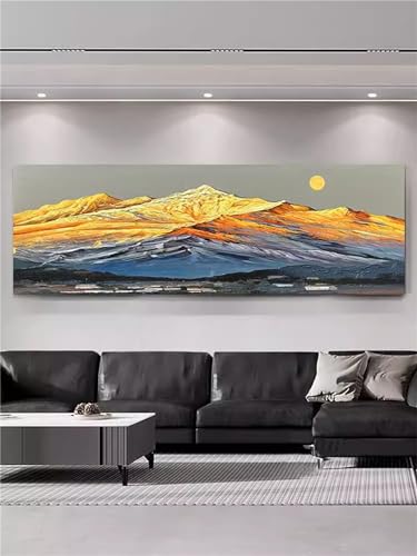 Lune Diamond Painting Montagne enneigée pour décorer un grand salon avec style moderne