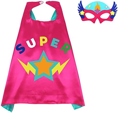 D.Q.Z Superhero-Capes and Masks for Kids Gifts for Girls Boys Super Hero Dress Up Cape and Mask (Rose-Cyan)