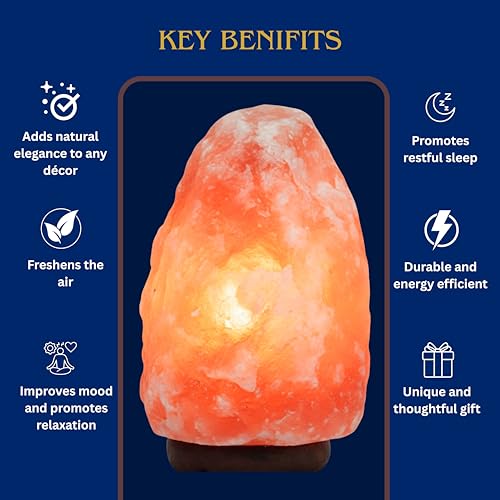 Image of Spantik 7 Inch Himalayan Salt Lamp with Dimmer Cord - Night Light Natural Crystal Rock Classic Wood Base Authentic from Pakistan (Pack of 2)