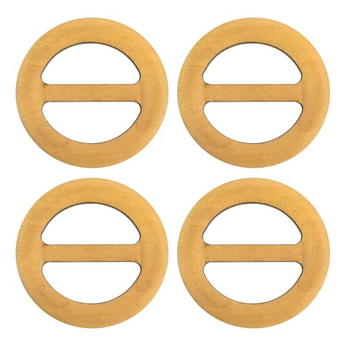 Image of uxcell 4 Pcs T-Shirt Clips, 50mm Wood Scarf Ring Clip Round Tie Circle Clip Buckle Fashion Clothes Corner Knotted Button for Women's Silk Clothing Decoration, Yellow