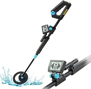 allsun Waterproof Metal Detector Height Adjustable 29.5-40" LCD Display Flashlight Adults Junior Beginners Black