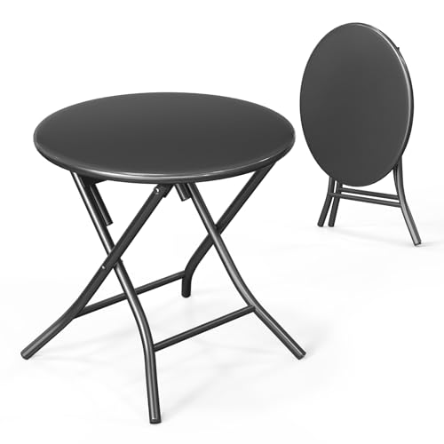 VINGLI Patio Metal Folding Side Table, Portable Small Outdoor Folding