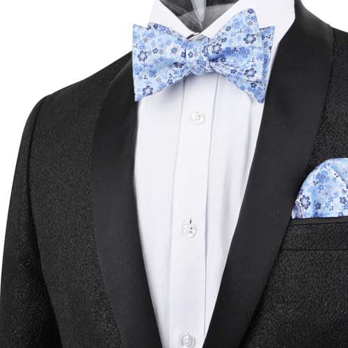 Image of Alizeal Mens 2pcs Floral Self-tied Bow Tie Pocket Square Set