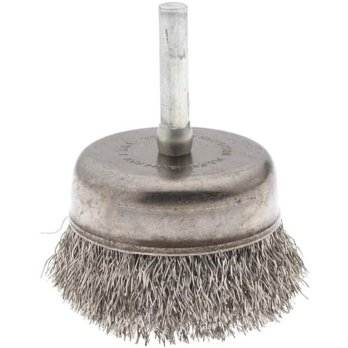 PRO SOURCE Mounted Cup Brush: 2-1/4" Brush Diam, 0.0118" Stainless Steel Wire