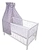 Amilian® Vollstoffhimmel Himmel mit Schleife Betthimmel Sternchen Grau (Vollstoffhimmel mit Himmelstange)
