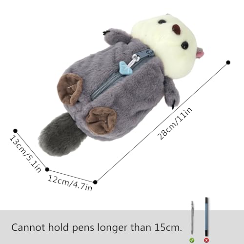 Image of Minache Women Animal Sea Otter Plush Stationery Pouch Pen Pencil Case Ladies Cosmetic Bag