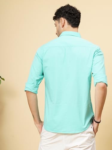 Image of The Indian Garage Co Men Slim Fit Solid Full Sleeves Cutaway Collar Casual Shirt
