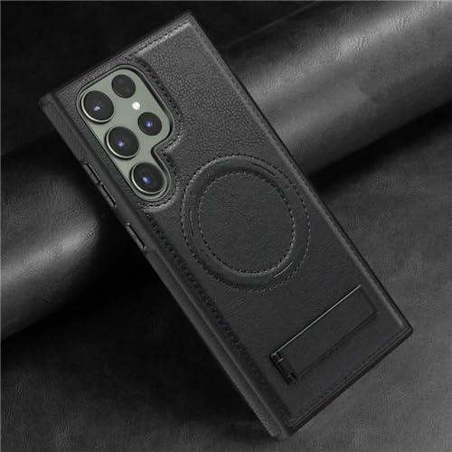 Étui de téléphone en cuir Samsung S24 Plus coque arrière ultra magnétique noir
