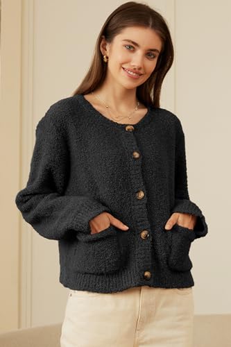 Image of Arach&Cloz Women's Open Front Cardigan Sweaters Fall Fashion Button Down Knit Chunky Outwear Coats with Pockets