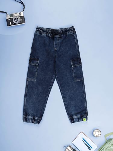 Image of KiddoPanti Boys Denim Cargo Jogger Pant