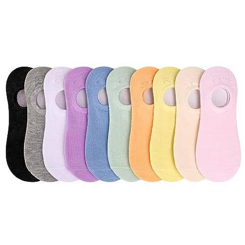 Image of Auranso Girls No Show Socks Toddler Kids Boys Anti Slip Low Cut Socks 10 Pack