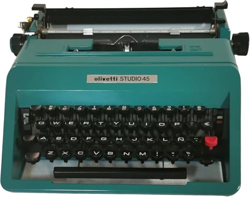 -Olivetti Studio 45 Grande design italiano anni '60. Progettato da Ettore Sottsass e Hans Von Klier nel 1967. -È una macchina facile da gestire, molto popolare negli anni '60, perché è stato utilizzato dagli studenti del tempo per lo studio di digitazione. -Contiene istruzioni per il funzionamento. -È pulito e ha un nuovo nastro inchiostro, nero e rosso. -Tastiera QWERTY con la ñ spagnola. - Dimensioni: 36 x 35 x 11 cm. Peso: 5 kg - È stato controllato da un tecnico professionista ed è stato verificato per funzionare perfettamente.