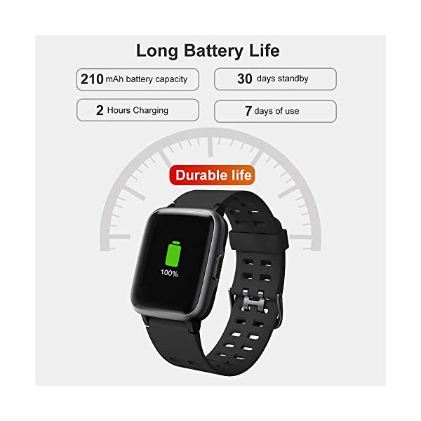YAMAY Smart Watch for Android and iOS Phone IP68 Waterproof, Fitness Tracker Watch with Heart Rate Monitor Step Sleep Tracker, Smartwatch Compatible with iPhone Samsung, Watch for Men Women