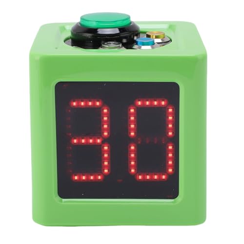 4 Sides Cube Timer Batterie, Accurate Seconds Countdown Four Sided Display Easy to Read Format Cube Timer Battery Powered 3 AA Batteries Powered Time Timer for Poker Casino Chess (Green)