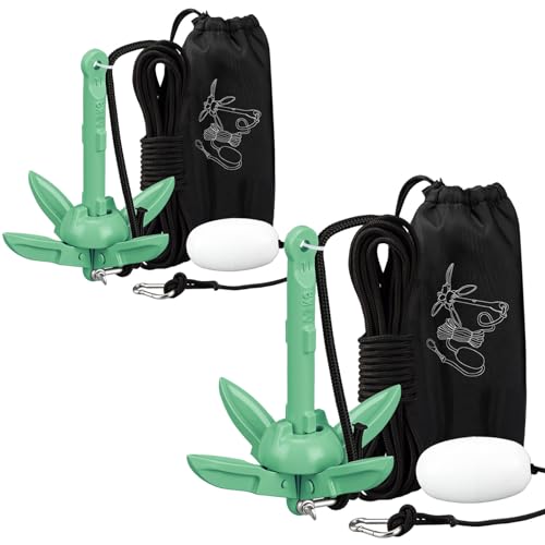 Image of Lounsweer 2 Pack 1.5 /3.5 lb Marine Kayak Anchor Kit Folding Grapnel Anchor Kit Boat Kayak Fishing Accessories for Small Boats Kayaks Canoe Paddle Boards