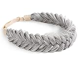 TOECWEGR Synthetic Hair Braided Headband Classic Chunky Wide Plaited Wedding Fluffy Braids Wig Women