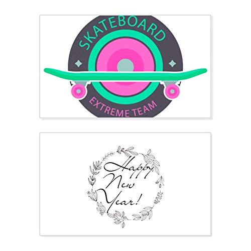 Tarjeta de Año Nuevo para skateboard y deportes de invierno con mensaje