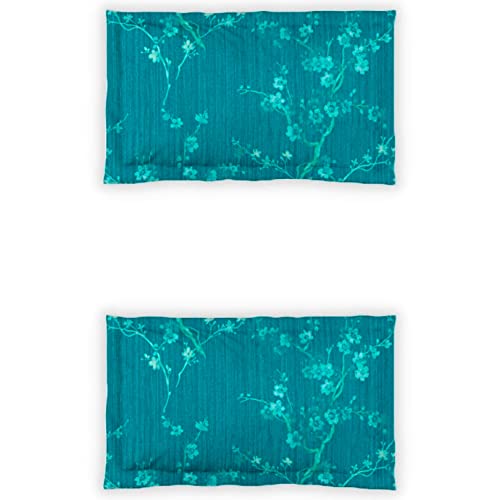 Image of Ddecor Cotton Double Bed Sheet Set with 2 Pillow Covers (229 CM X 274 CM, Turquoise) Digital Print Floral, 144TC GSM