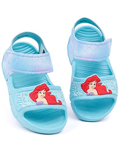 Disney The Little Mermaid Kids Sandals | Girls Ariel Sliders with Supportive Strap for Toddlers | Blue Slip-on Footwear - Main Image