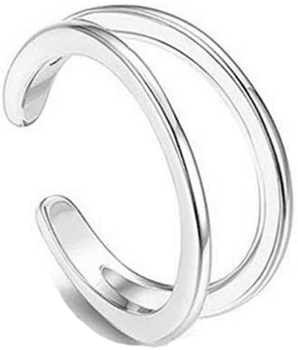 Toe Ring S925 Sterling Silver Geometric Minimalist White Gold Plated Women Resizable Ring Casual
