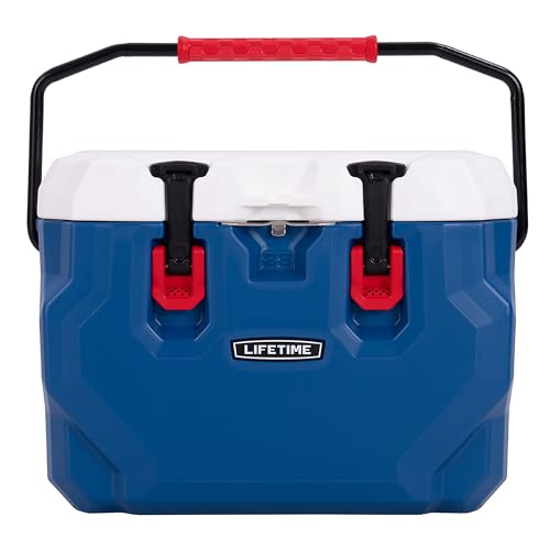 Lifetime 28 Quart Hard Cooler Red White & Blue Patriotic Edition Bear-Resistant 5-Day Ice Retention with Bottle Opener