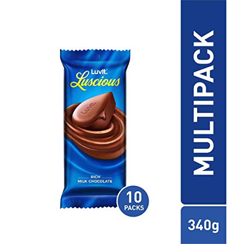 Image of LuvIt Luscious Milk Delectable Chocolate Multipack, 100% Delicious, 340g - Pack of 10