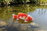 LB H&F Teichfigur Koi Fisch Teichdeko Miniteich Gartenteich Dekofigur Koikarpfen Garten Teich Dekotier Schwimmtier Schwimmfigur