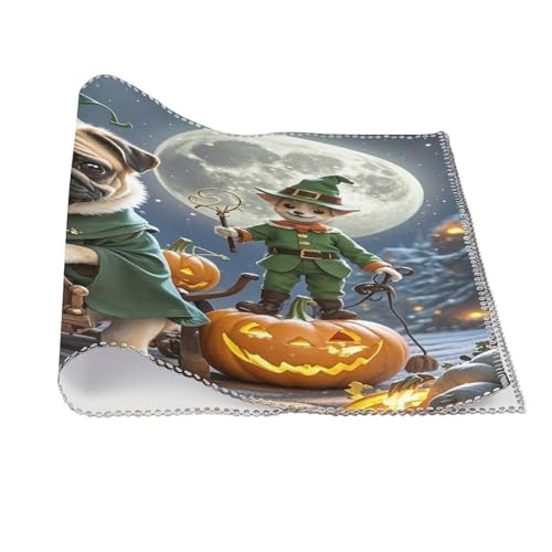 Sets de table carrés Halloween Jack-O'-Lantern lavables | Déco de table repas festif - 4