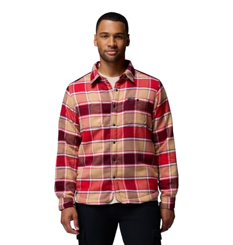 Columbia Mens Windward II Shirt Jacket, Rich Wine Trapper Windowpane, X-Large