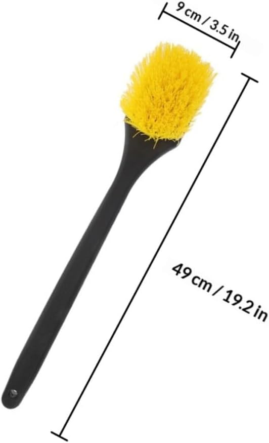 2pcs Car Tire Cleaning Brush Long Handle Wheel Rim Brush Stiff Bristle Hard Hair Car Wash Detailing Supplies for Exterior Tire and Wheel Care