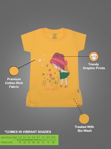 Image of Dollar Champion Cotton Regular Fit T-Shirts for Girls -Actual Color May Vary