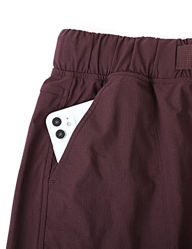 Crz Yoga Women's Lightweight Cargo Hiking Shorts With Belt 6'' - Stretch Long Summer Athletic Outdoor Workout Shorts Pockets Dark Russet Small #TOP3
