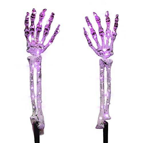 Squelettes d'Halloween extérieurs LED : lampe de sol en forme de main pour déco de jardin et cour