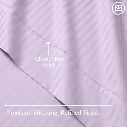 Image of Threadmill 600TC Cotton Twin Sheet Set, Sateen, Damask Stripe, Lilac