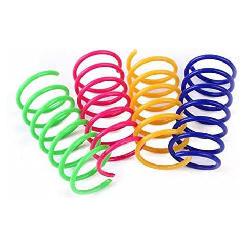 Cat Spiral Spring Toys, 4Pcs Creative Colorful Plastic Cat Spring Toy Training Interactive for Swatting, Biting, Hunting, and Active Play Cover