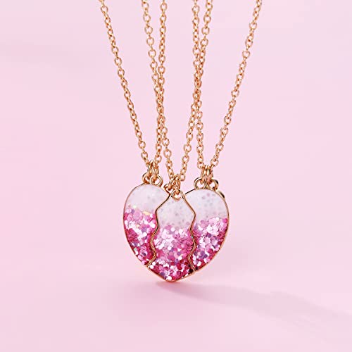 Best Friend Necklace Friendship Necklace Magnetic Matching Heart BFF Necklace for 3 Girls Friendship Gifts2