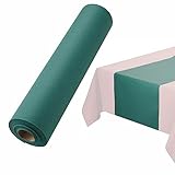Camino de mesa desechable para mesa de comedor, 16 pulgadas, paquete de 20 caminos de mesa de papel verde similar al lino para fiestas, bodas o eventos