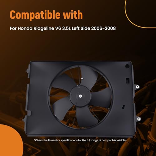 Image of maXpeedingrods Engine Radiator Cooling Fan Assembly for Honda Ridgeline V6 3.5L Left Side 2006-2008, Replace # 19015RJEA01, 19020RJEA01, 620273